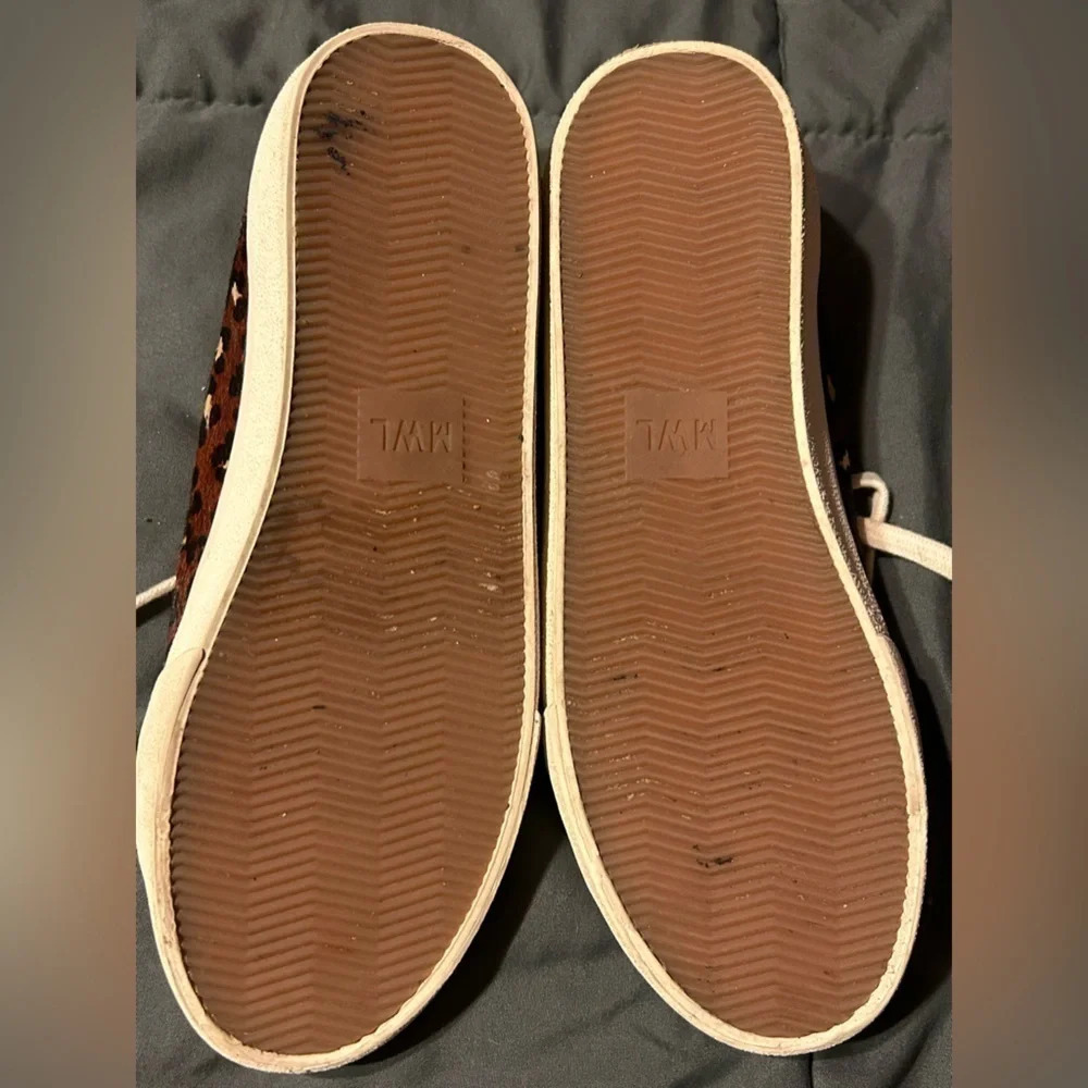 Madewell Sidewalk Low-Top Sneakers Painted Leopard Calf Hair Sz 7 M. - Picture 5 of 6